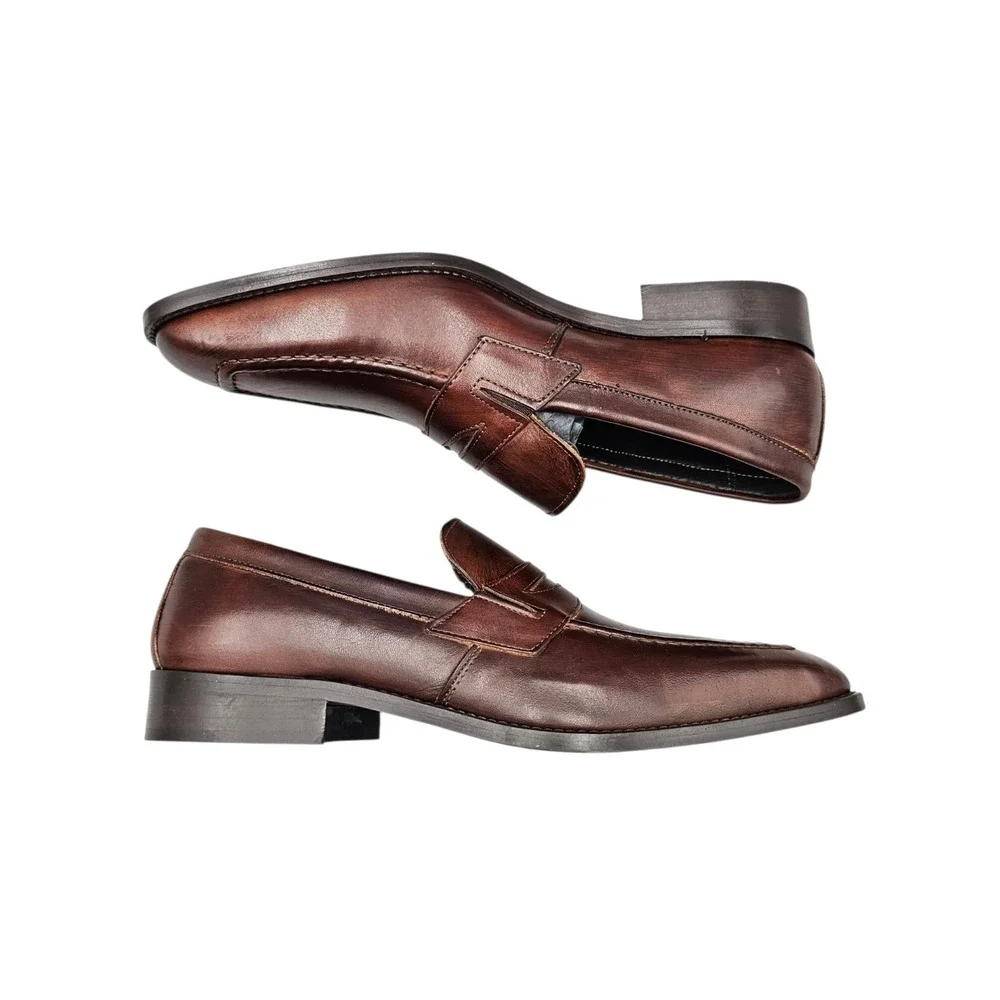 Di Franco Men's Size 42/ 8.5 US Brown Vitello Leather Dress Shoes Made In Italy